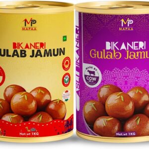 MAPAA Bikaneri Premium Gulab Jamun & Bikaneri Premium Desi Ghee Gulab Jamun Ready to Eat Indian Sweets 2 KG Pack
