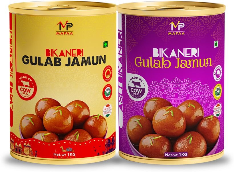 MAPAA Bikaneri Premium Gulab Jamun & Bikaneri Premium Desi Ghee Gulab Jamun Ready to Eat Indian Sweets 2 KG Pack