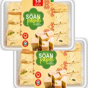MAPAA Bikaneri Premium Soan Papdi, Ready to Eat Dessert Flaky Soan Papdi 2x400 GMS